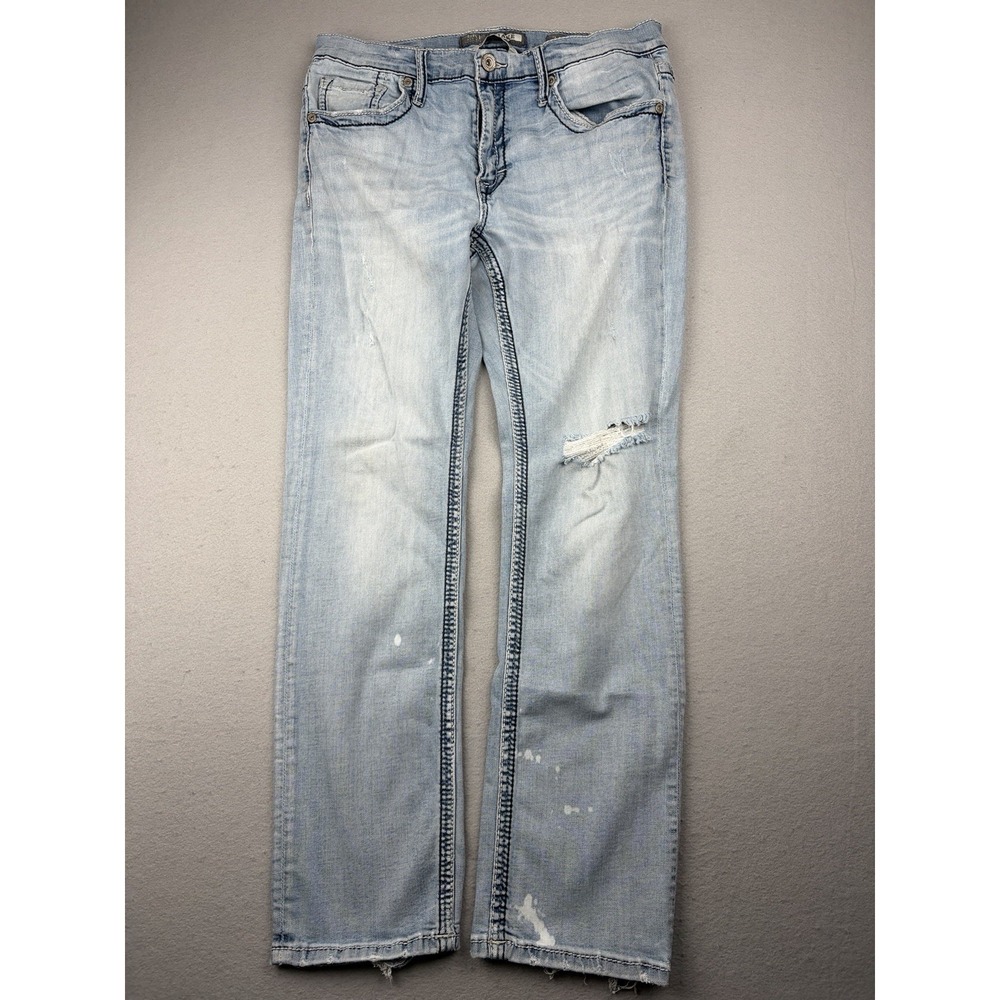 BKE Jake Jeans Men's 34R Fits 34x30 Straight Leg Distressed Light Wash